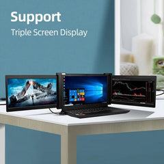 Portable Triple-screen Monitor Laptop Expansion Screen 1920*1080 Resolution Easy Installation for 15-17 inch Laptop