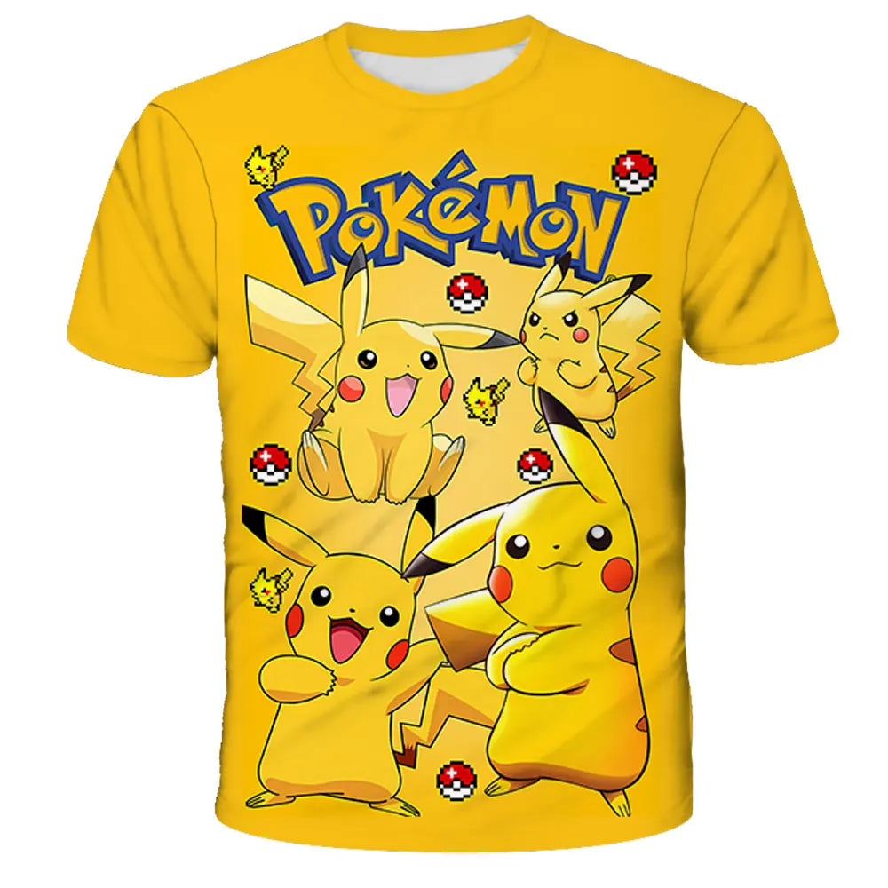 Children T-shirts Kids Tops Pokemon T Shirt Boys Short Sleeve Pikachu Tshirt Girls Clothes Tees Summer Casual Wear Girl T-shirt