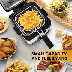 SUSTEAS Deep Fryer with Basket, 1500W Electric Deep Fryers for Home Use with Temperature Control