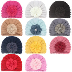 Fashion Flower Infant Hats Soft Knitting Wool Caps