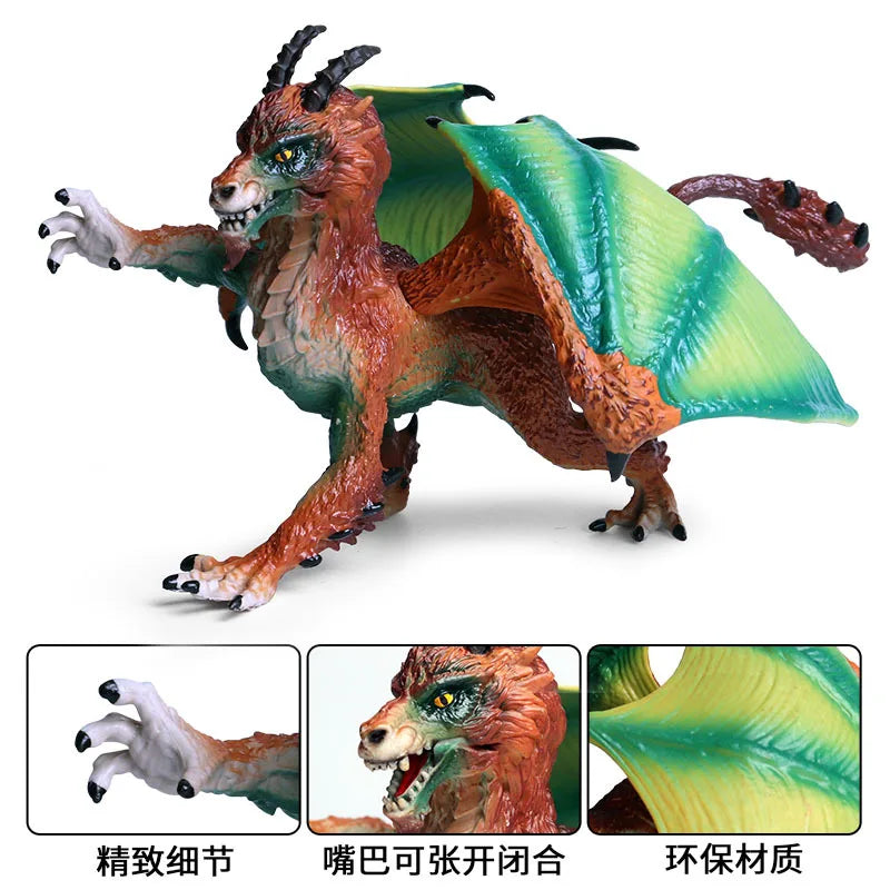 Children solid toy dinosaur model plastic model ornaments ancient mythical animal warcraft dragon wild dragon fire dragon