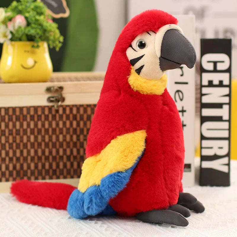 Cartoon Lifelike Parrot Plush Toys Stuffed Macaw Wild Animal Dolls Room Bookshelf Decoration for Kids Boys Birthday Xmas Gifts