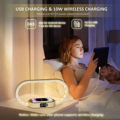 Wireless Charger Multifunction  Pad Stand Clock LED Desk Lamp Night Light USB Port Fast Charging Station Dock For iPhone Samsung