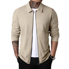 Waffle jacket, men's lapel jacket, middle-aged and young trendy men's outdoor sports style top