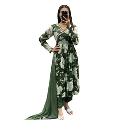 Salwar Kameez Set Printed Work Women Designer Kurti Pant Dupatta Indian Handmade