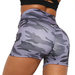 Camouflage Print Sports Running Push Up Yoga Short Pants Gym Workout Fitness Women Leggings