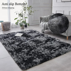 Non-slip Tie-Dyed Fuzzy Shag Plush Soft Shaggy Bedside Rug, Tie-Dyed Living Room Carpet