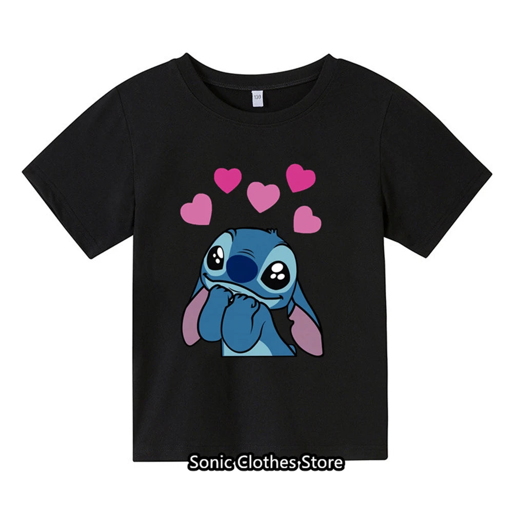 Stitch Tshirt Kids Clothes Boys Girls Clothing Baby Anime Fashion Summer Children's Cartoon Casual T-shirts Sonic Short Sleeve