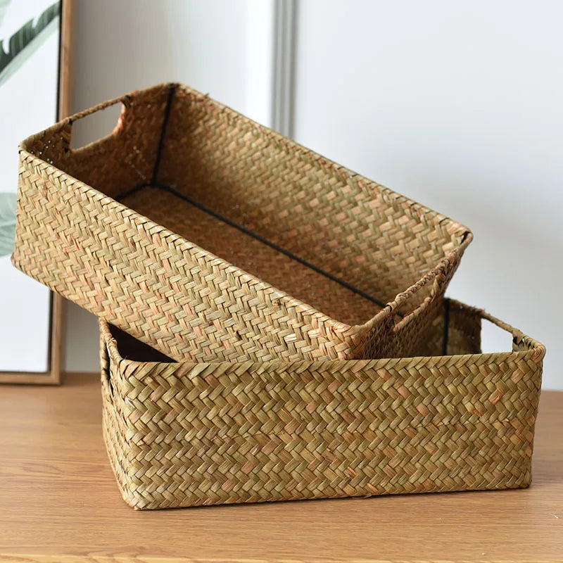 Natural Large Woven Seagrass Basket of Straw Wicker for Home