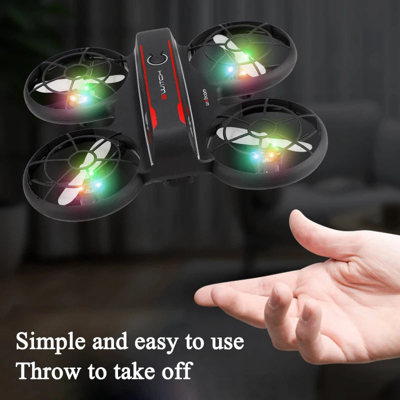 RC Drone with Light Remote Control Aircraft Kids Toy Obstacle Avoidance 360 Rotating Quadcopter with HD Camera