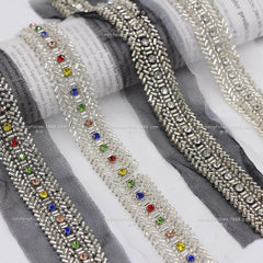 Mesh Diamond-inlaid Handmade Beaded Lace Trim DIY Heavy-duty Lace Headband Cuffs Clothing Women's Clothing Accessories