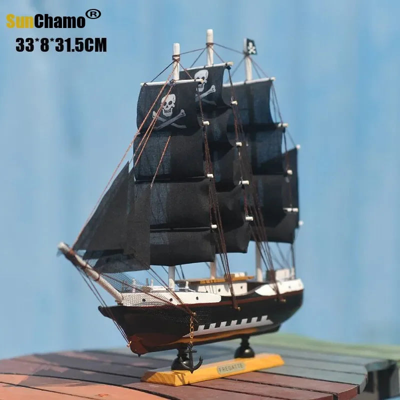 Home Decoration Mediterranean Style  Caribbean Pirate Black Pearl Ship