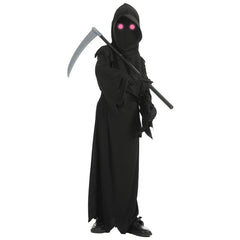 Halloween Children's Horror Red Eye Reaper Cosplay Costume Scythe Devil Dark Messenger Ghost