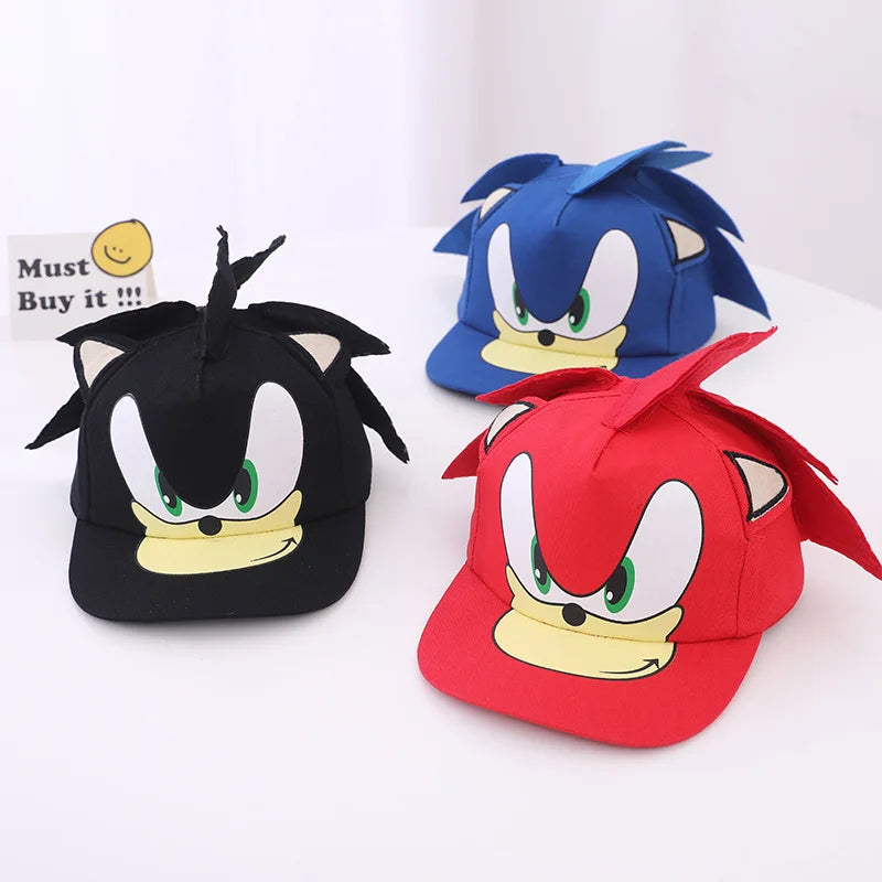 Children's Hat Sonic Baseball Cap Spring and Autumn New Cartoon Flat Brim Hat for Boys and Girls Super Sonic Mouse Hip-Hop Hat