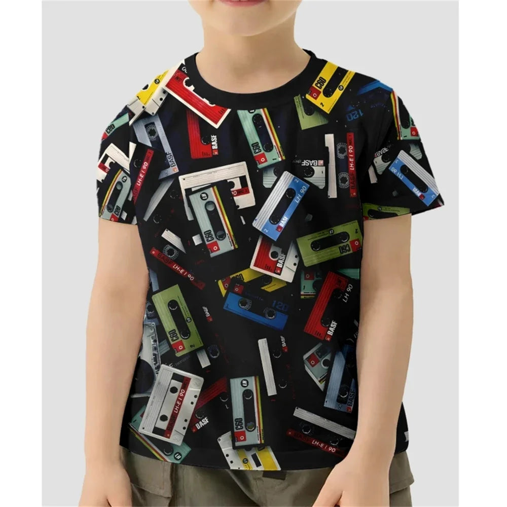 Childs T-Shirts 3D Print T-Shirt Fashion Rubik’s Cube Pattern Tshirt Summer Boys Girls Tee Top Streetwear Top Children Clothing