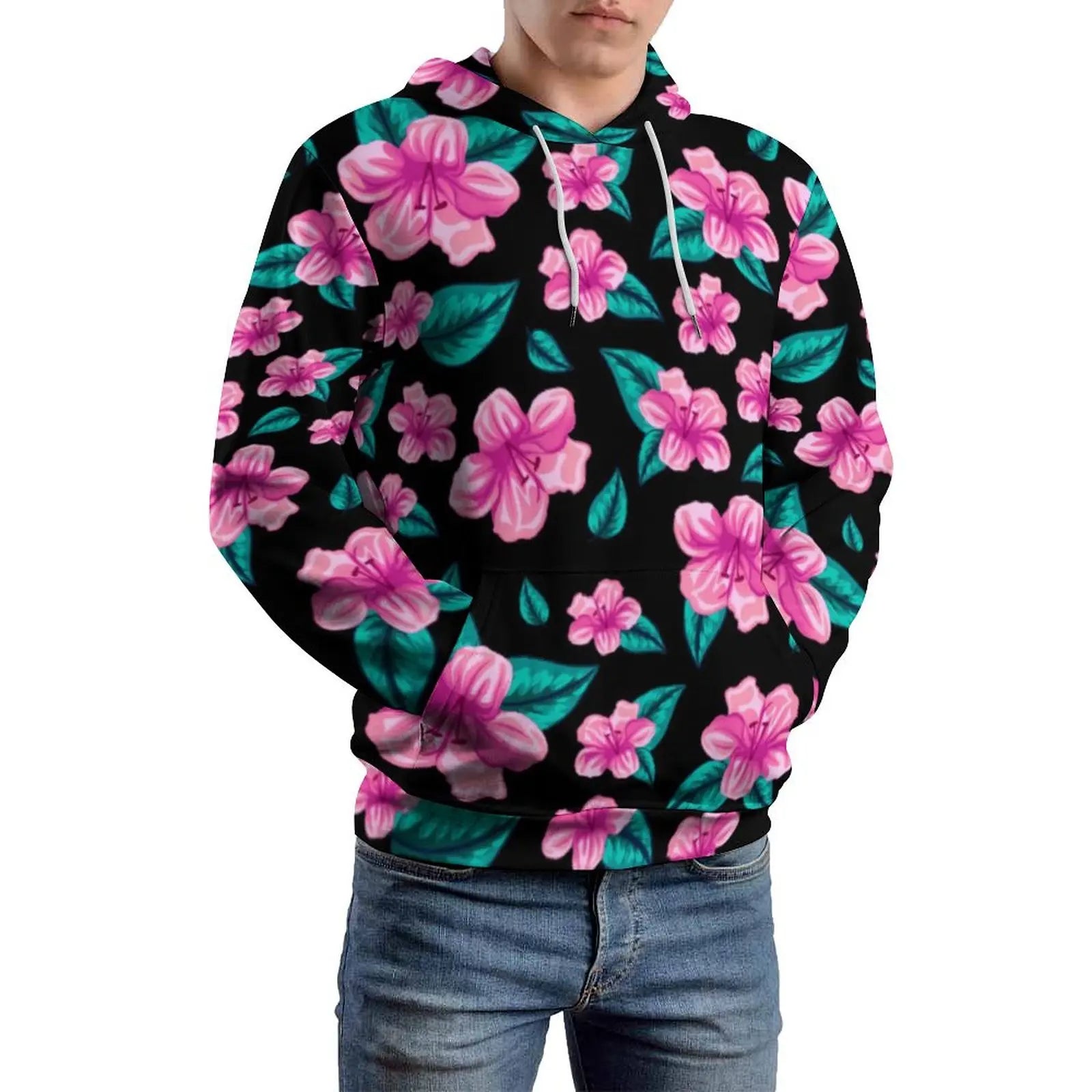 Hawaiian Hibiscus Flower Hoodies Tropical Floral Print Hip Hop Casual Hoodie