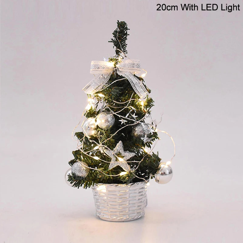 Christmas Tree Table Ornament with LED Light Balls 2023 Christmas Decoration for Home 2024 New Year Gift Mini