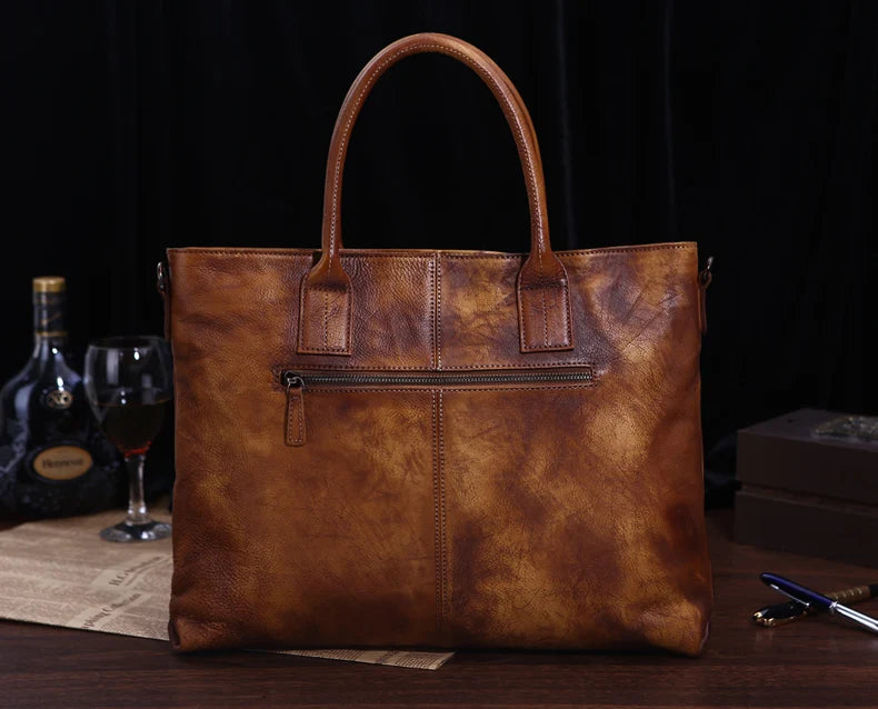 Real-Leather Men's Bag Cowhide Handbag Briefcase Fashion Retro Casual Business Shoulder Messenger Bag