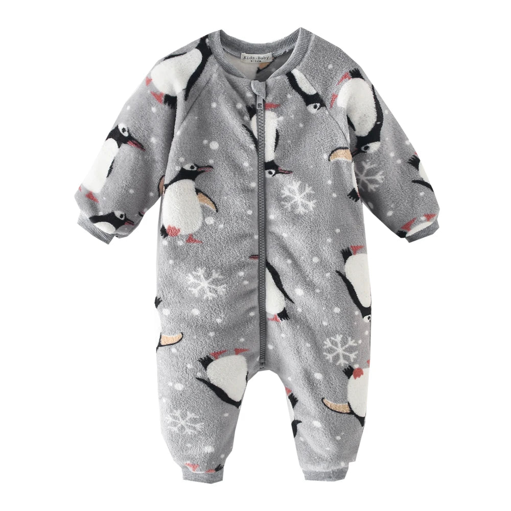 Sanlutoz Cute Printing Fleece Winter Baby Rompers Clothing Zipper Long Sleeve Toddler Jumpsuits