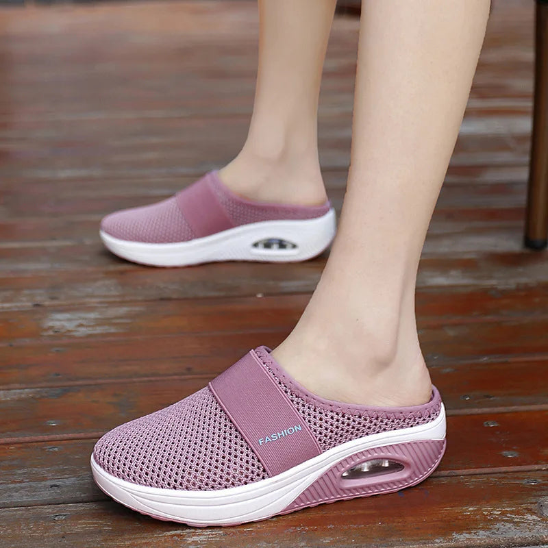 Orthopedic Diabetic Ladies Platform Mules Mesh Lightweight Slippers Wedge Female Sneaker