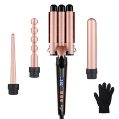 5-1 Multifunctional automatic hair curling iron with interchangeable head accessories and styling straightening comb