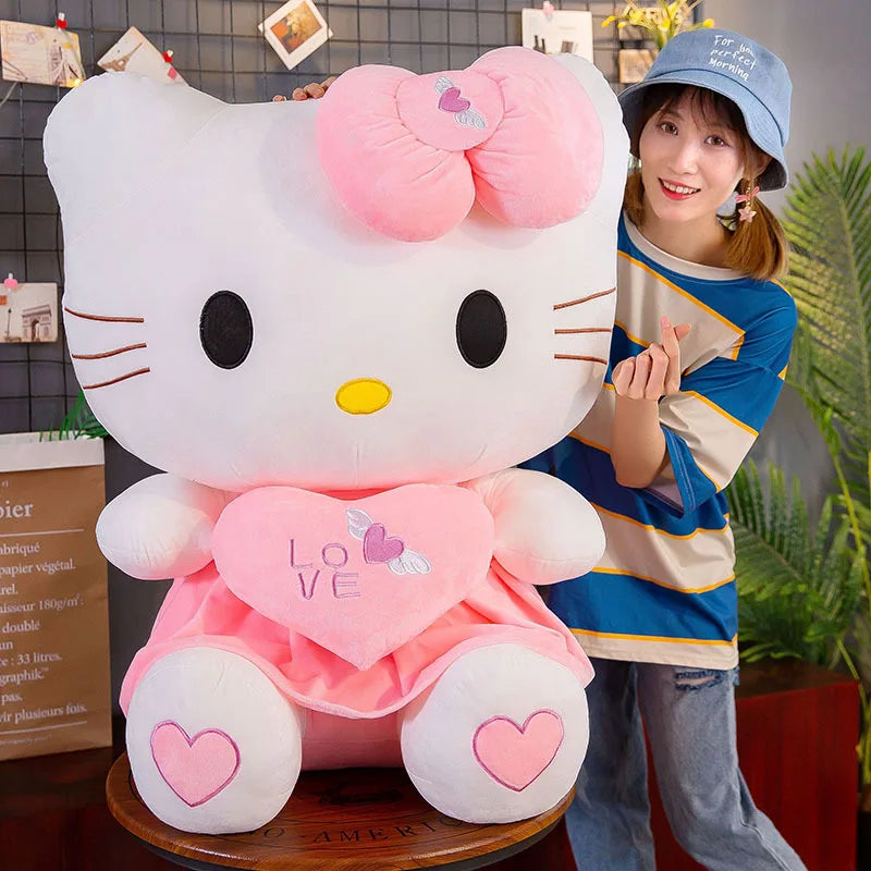 Cat Plush Toys Cartoon KT Cat Plushie Doll Soft Stuffed Anime Pillow Birthday Gifts For Kids Girls