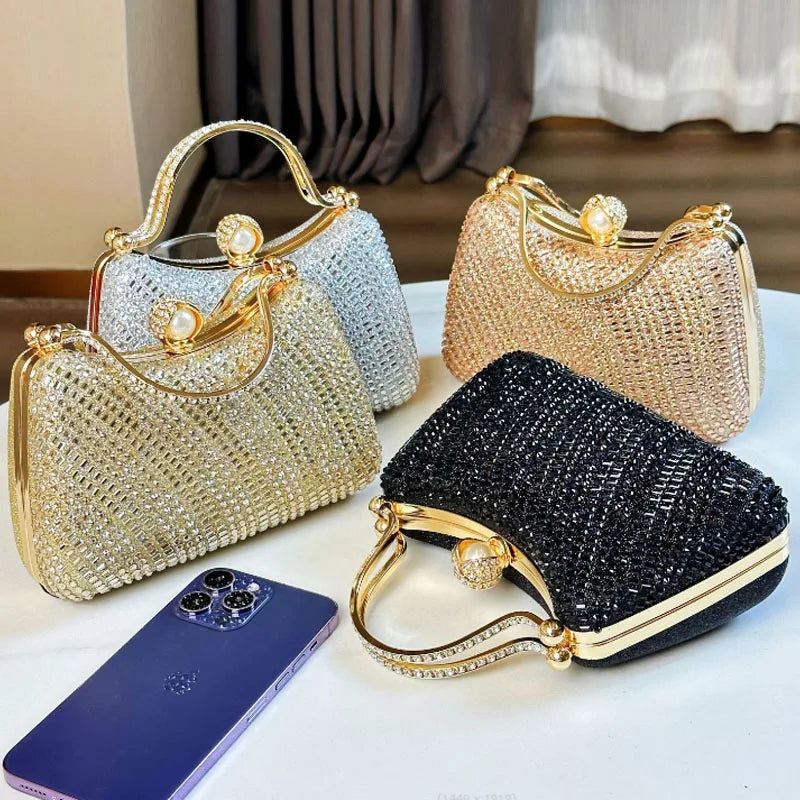 Diamond Evening Bag Women Bag  New Shoulder Crossbody Bag Sparkling Shining Wave Handbag