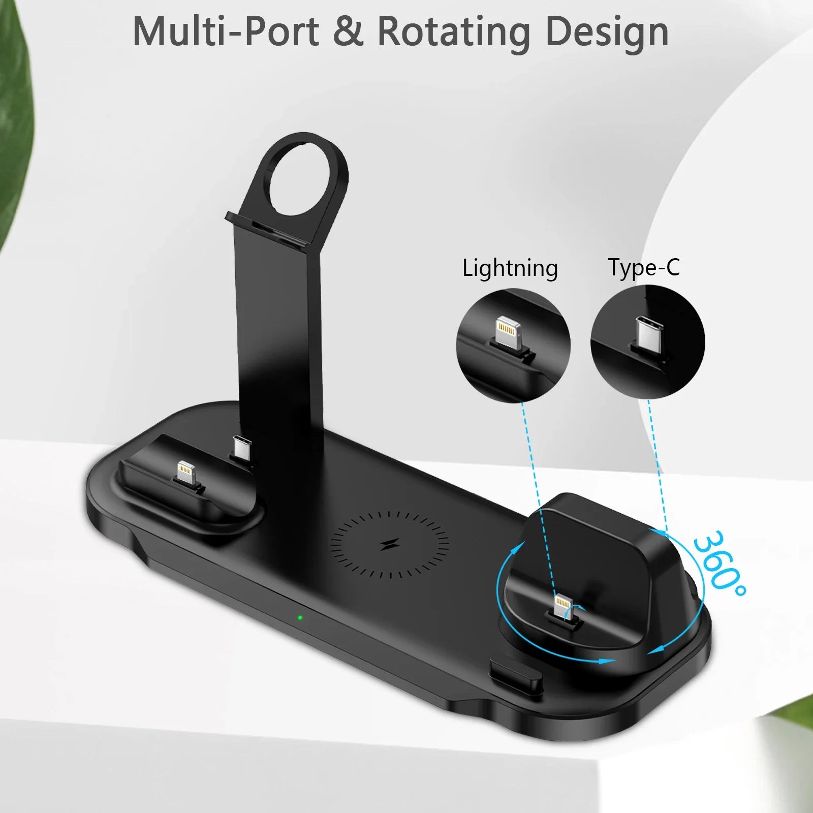 7 in 1 30W Rotate Wireless Charger Stand Pad For iPhone Samsung Xiaomi Apple Watch