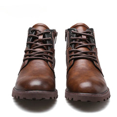 Leather Men Ankle Boots High Top Shoes