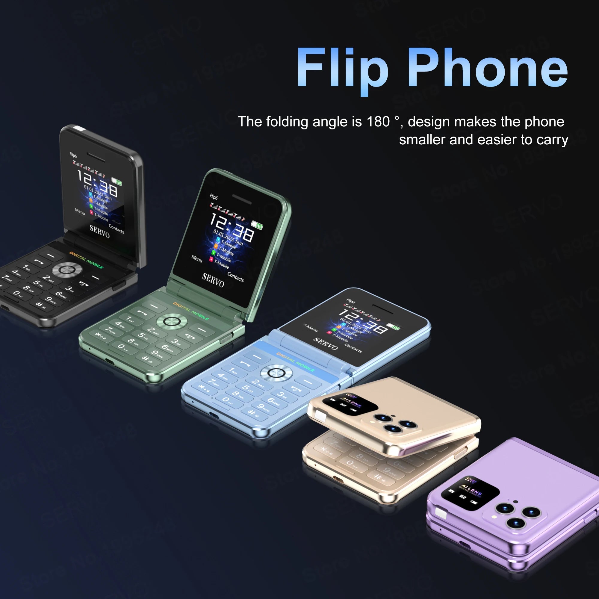 Original SERVO Flip 6 Mobile Phone 4SIM Card Standby GSM Network Magic Voice Call Recording Torch Fold Cellphone