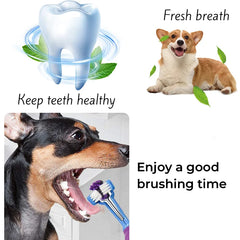 Three Sided Pet Toothbrush Three-Head Multi-angle Toothbrush Cleaning Dog Cat Brush