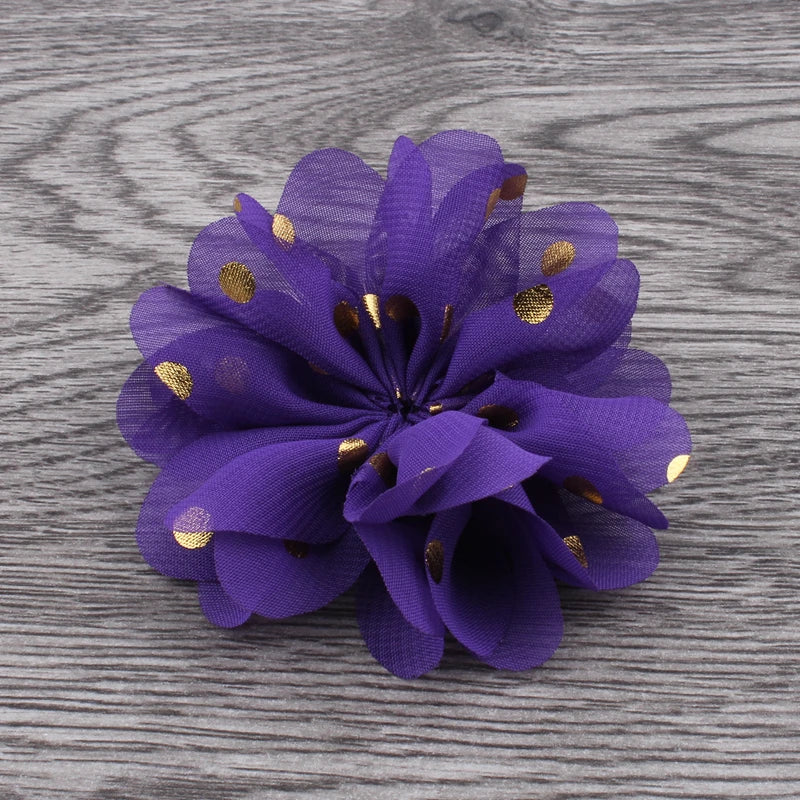 Fashion Gold Point Puffy Flower For Hair Accessories Ballerina Chiffon Flower Ornaments For Wedding Bouquet