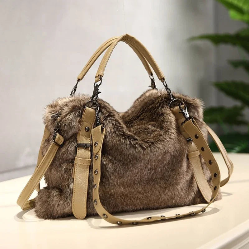 Plush Bag Crossbody Bags for Women Trendy Versatile Fur Purse and Handbag