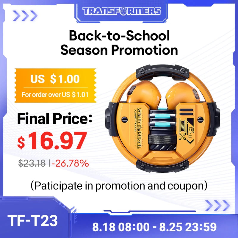 TRANSFORMERS TF-T23 TWS Bluetooth 5.4 Gaming Earphones