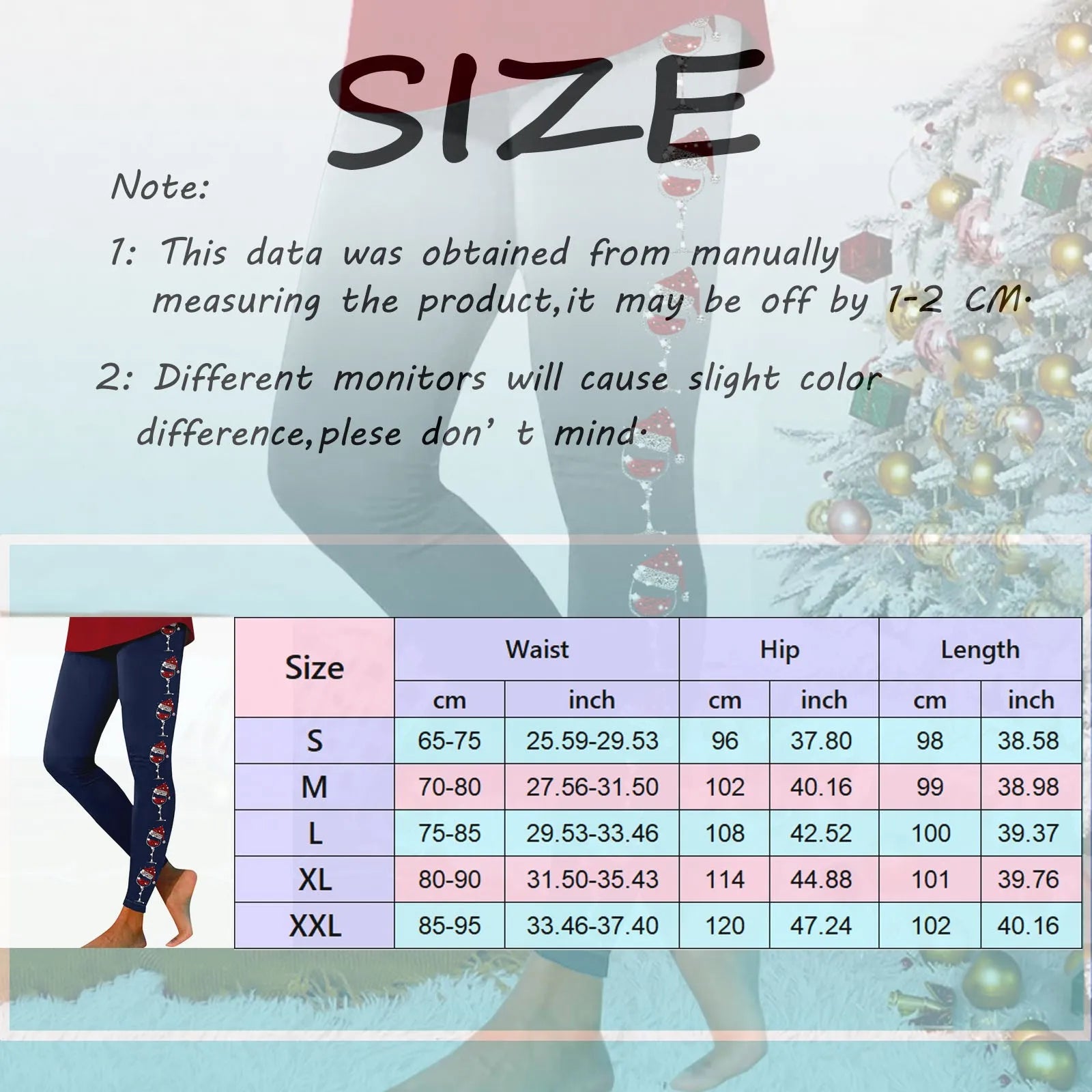 Women Christmas Print Leggings High Waist Long Trouse Fashion Xmas Trousers