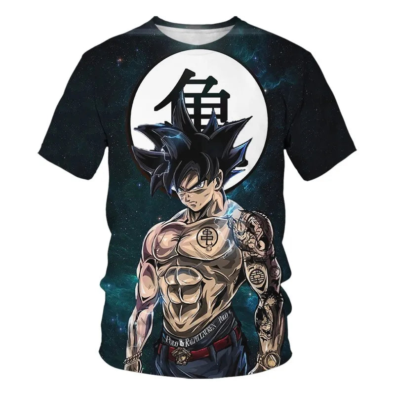 Men's cartoon anime Dragon Ball Z T-shirt for children and boys T-shirt for children's summer short sleeved men's T-shirt