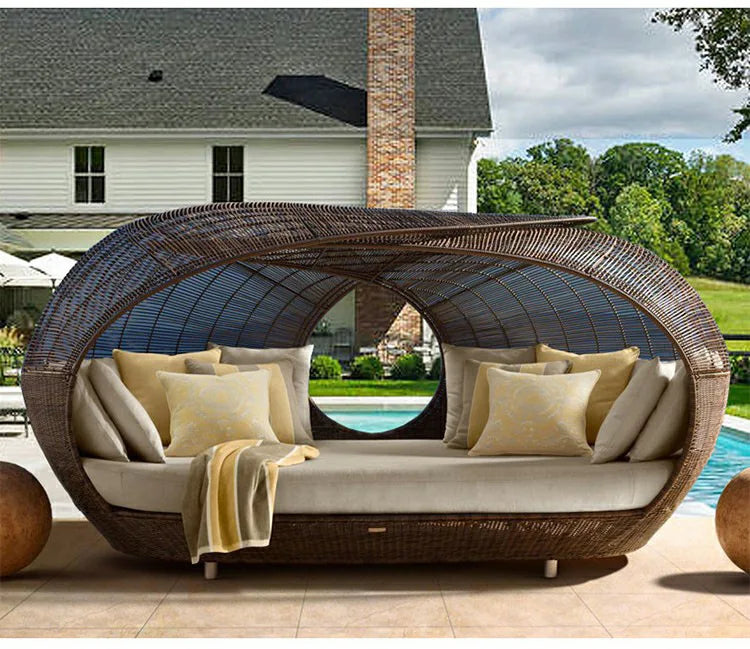 Outdoor Furniture Handmade Chair Rattan Garden Balcony Sofa Set Patio Canopy Day Bed Bird Cage Bed