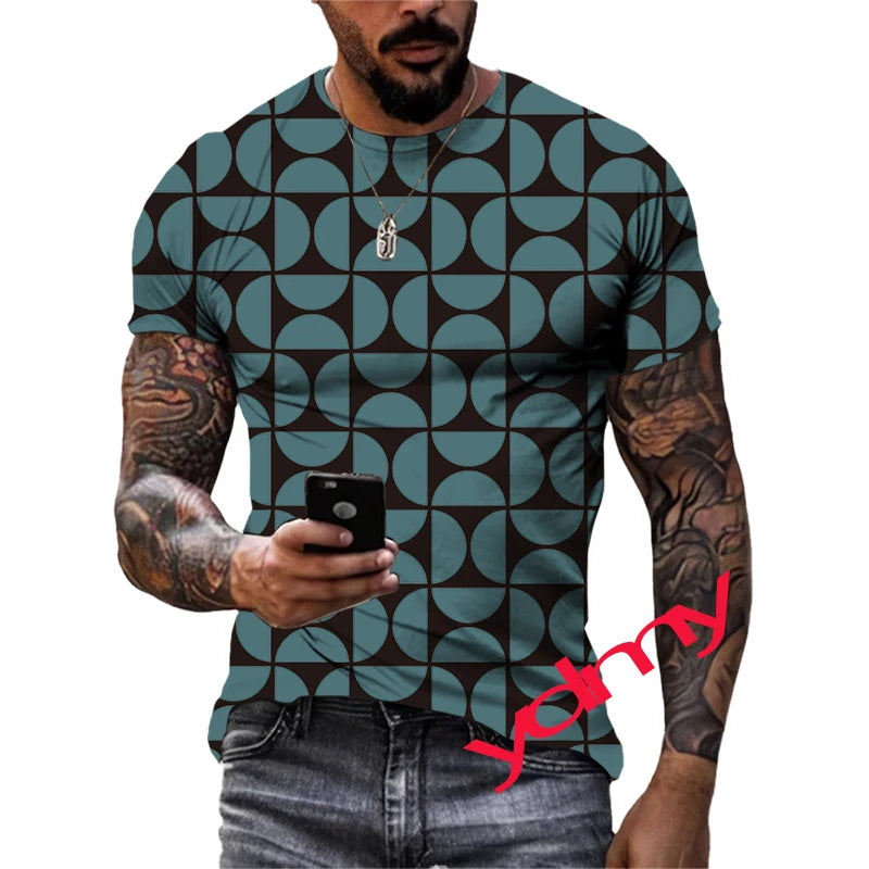 New Summer Tide Plaid Picture Men T-Shirts  Casual 3D Print Tees