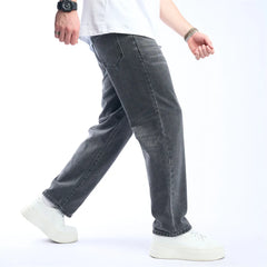 Simple Style Solid Loose Straight Jeans Trousers Stylish Streetwear Men's Jogging Casual Denim Pants