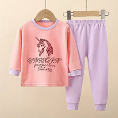 Baby Boys Girls Warm Pajamas Kids Cute Cartoon Dinosaur O-neck T-Shirt Tops + Pants