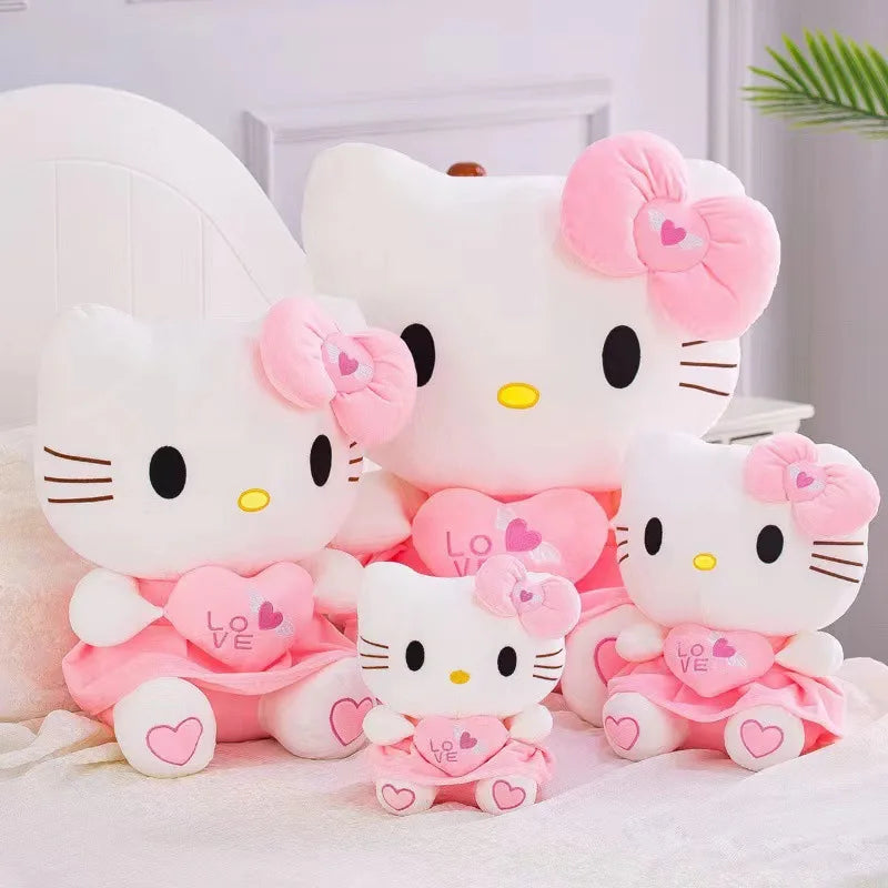 Cat Plush Toys Cartoon KT Cat Plushie Doll Soft Stuffed Anime Pillow Birthday Gifts For Kids Girls