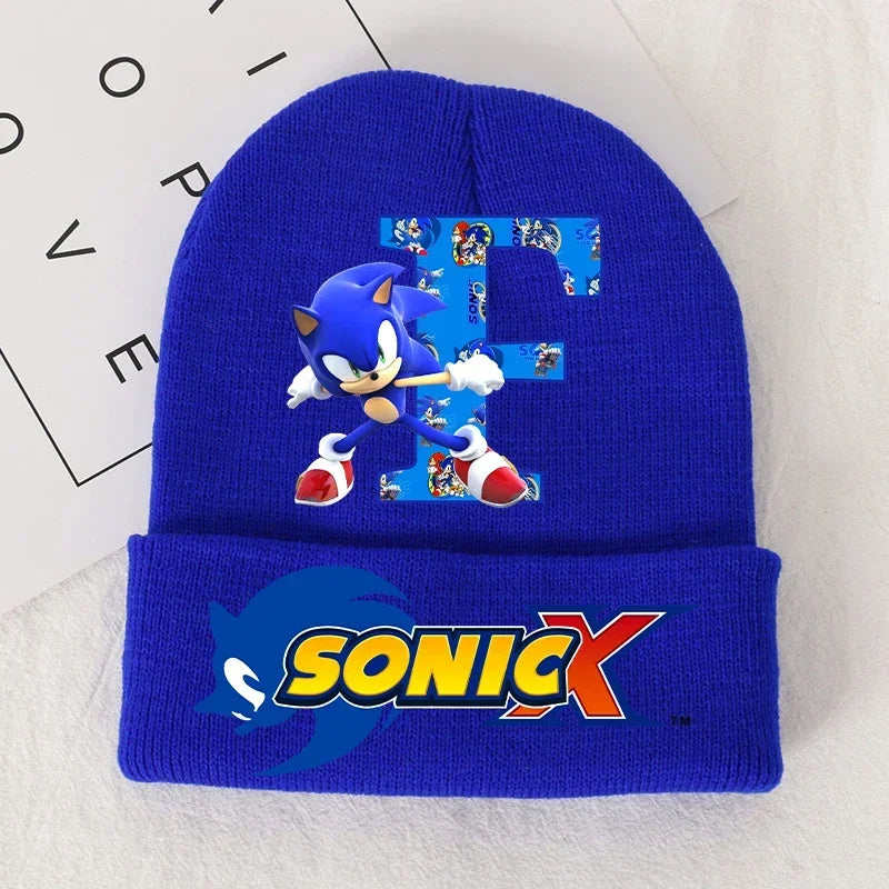 Sonics Children's Letter A-Z Knitted Hat Soft Warmth Boys Autumn Winter Kids Toddler Crochet Cap Outdoor Sport Cute Beanies Hats