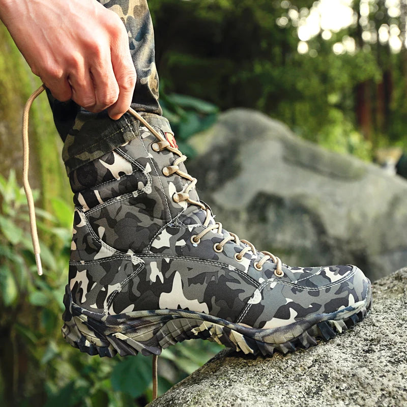 Men Military Army Boot High Quality Waterproof Canvas Camouflage Tactical Combat Desert Ankle Boots