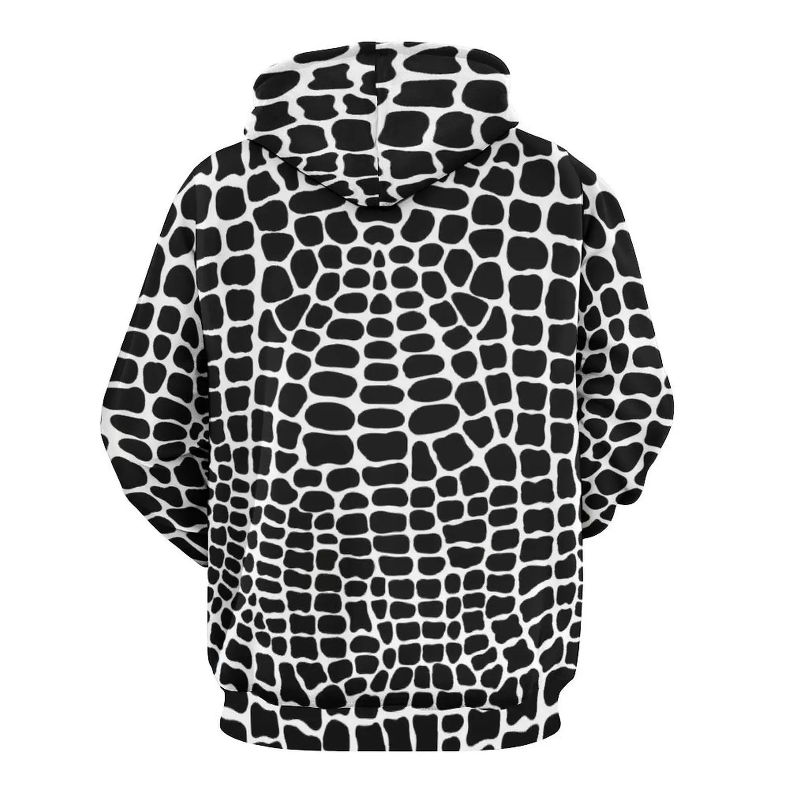 Snakeskin Casual Hoodies Black and White Animal Aesthetic Graphic Loose Hoodie