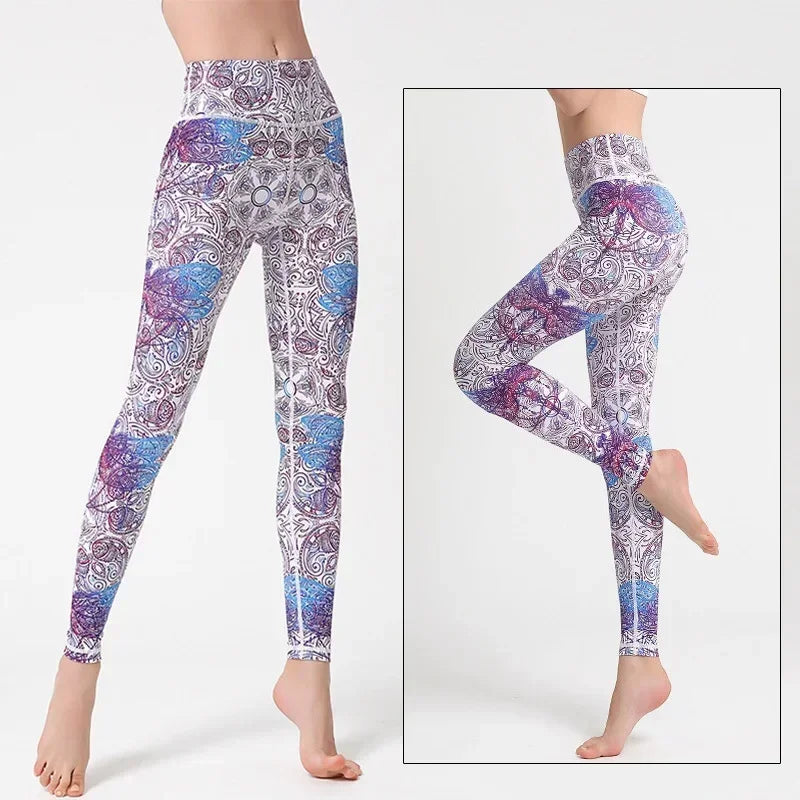 Cloud Hide Yoga Pants Women Flower High Waist Sports Leggings