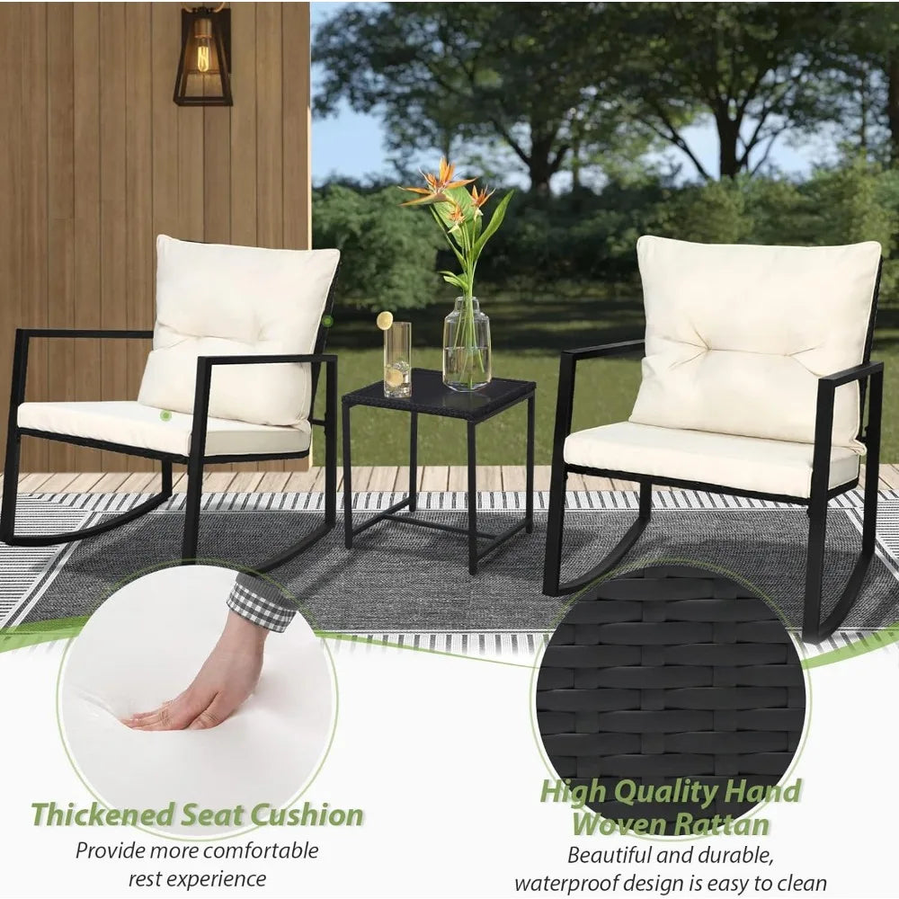 Furniture Porch Chairs Conversation Sets with Glass Coffee Table