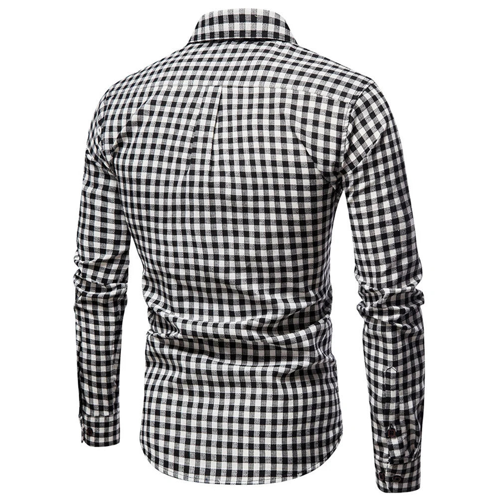 Men Casual Button Down Shirts Blouse Checkered Check Plaid Oversized Tops