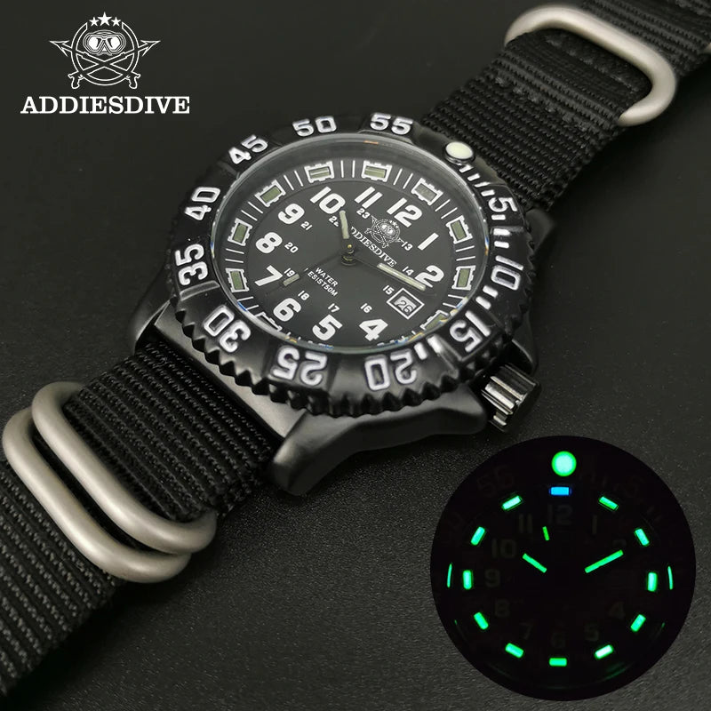 Men's Sports Watch Military Luxury Rotating Bezel Luminous Watch NATO Nylon Strap 50m Waterproof Quartz Dive Watch