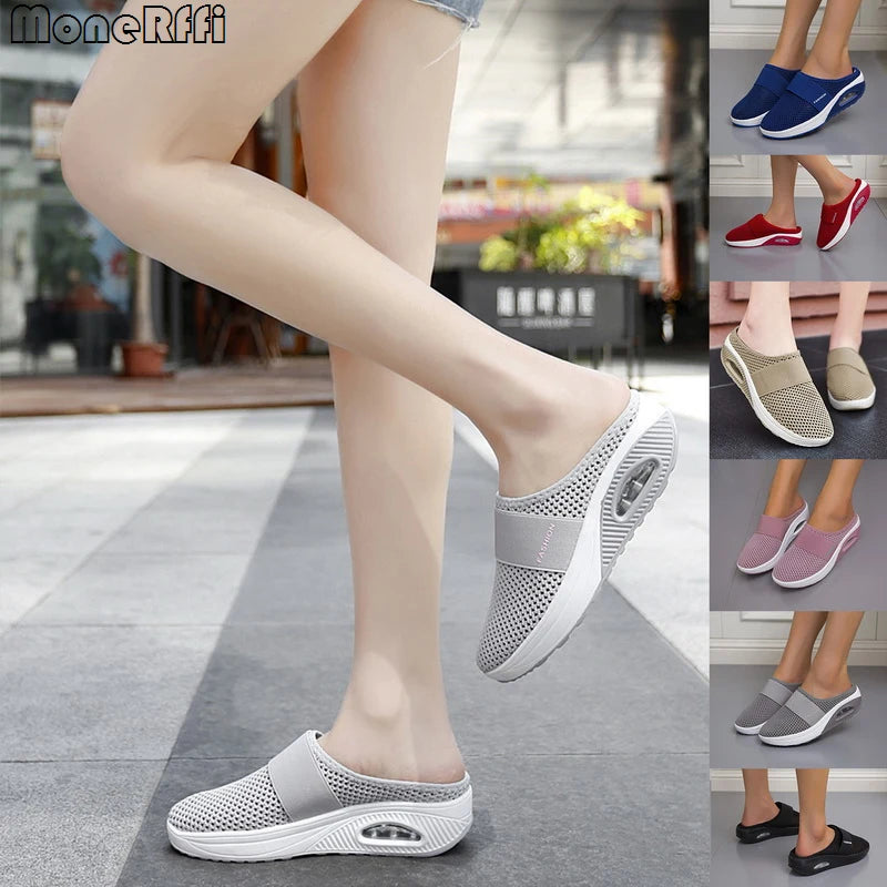 Ladies Walking Shoes Air Cushion Slip-On Orthopedic Slippers