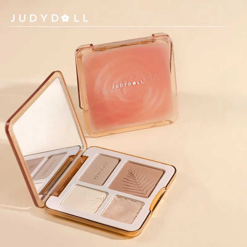 Judydoll Facial Highlighter Makeup Palette Face Lasting Glow Brighten Contour Shimmer Matte Powder